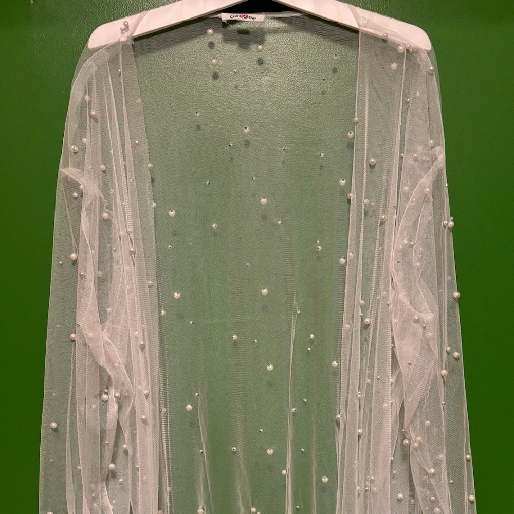 Bridal pearl beach cover up